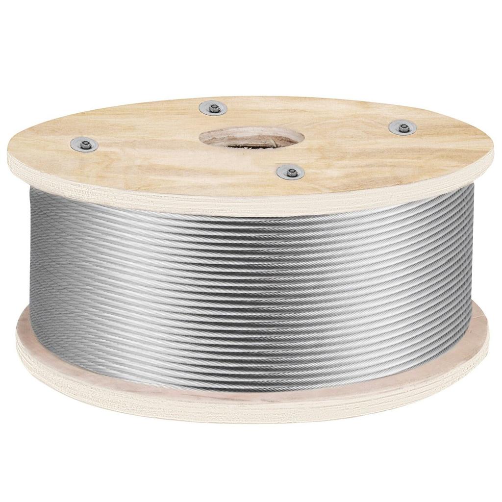 316 Stainless Steel Wire Rope 500ft Length, Steel Wire Cable 3/16 Inch, Steel Cable Railing Decking With 1x19 Strands Construction, 4700lbs Breaking