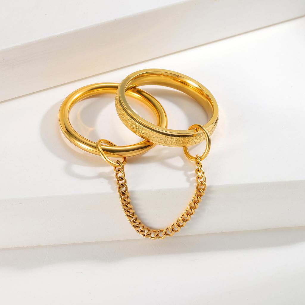 Кольцо-цепочка из нержавеющей стали для женщин – Модное многослойное открытое кольцо, Минималистичные модные украшения