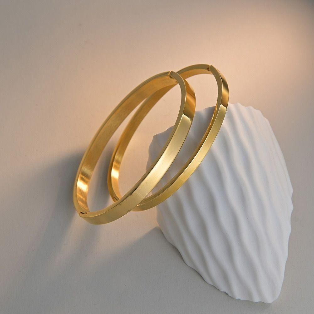 Steel Decoration Minority Design Women Bracelets Couple Bangles Cuff Bangles Simple Pulseras
