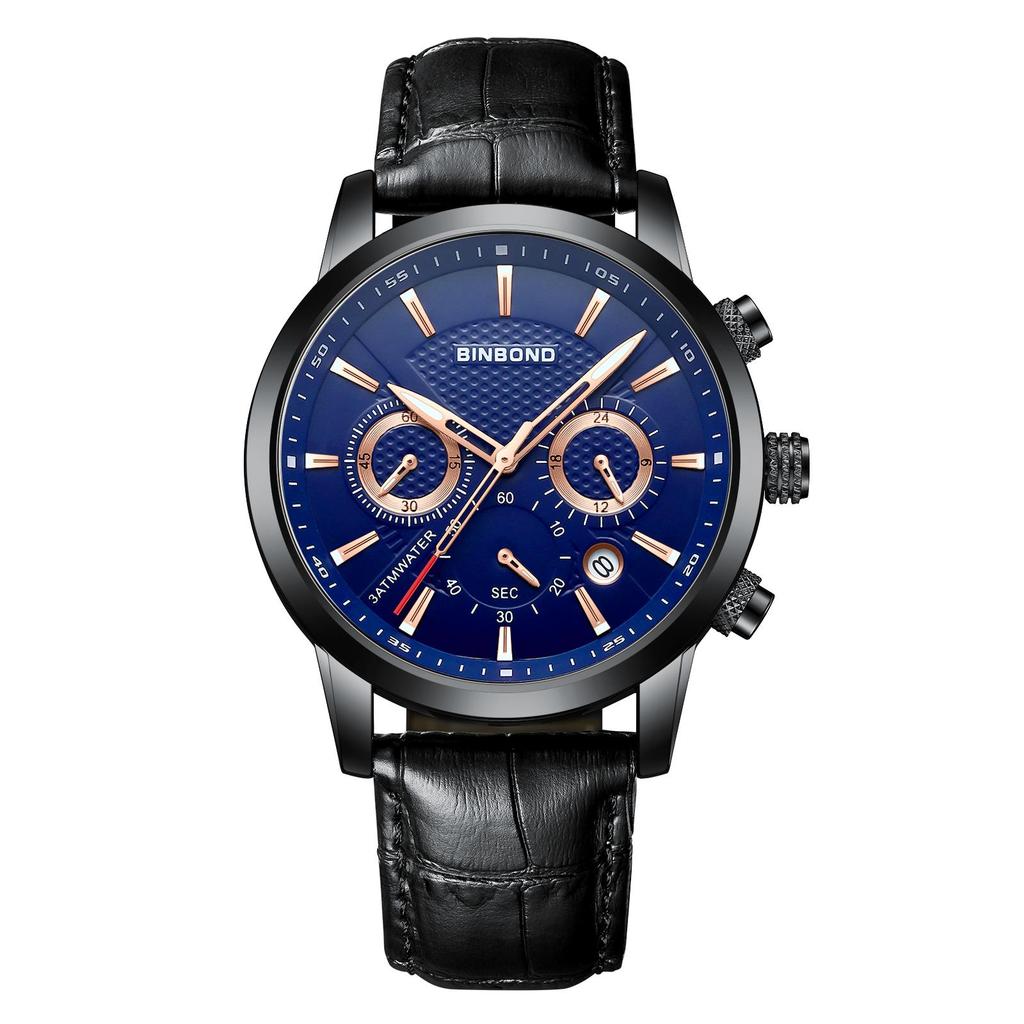 BINBOND Sturdy Men's Watch Reloj Chronograph Precise Quartz Watches For Men Luxury Luminous Waterproof Auto Date