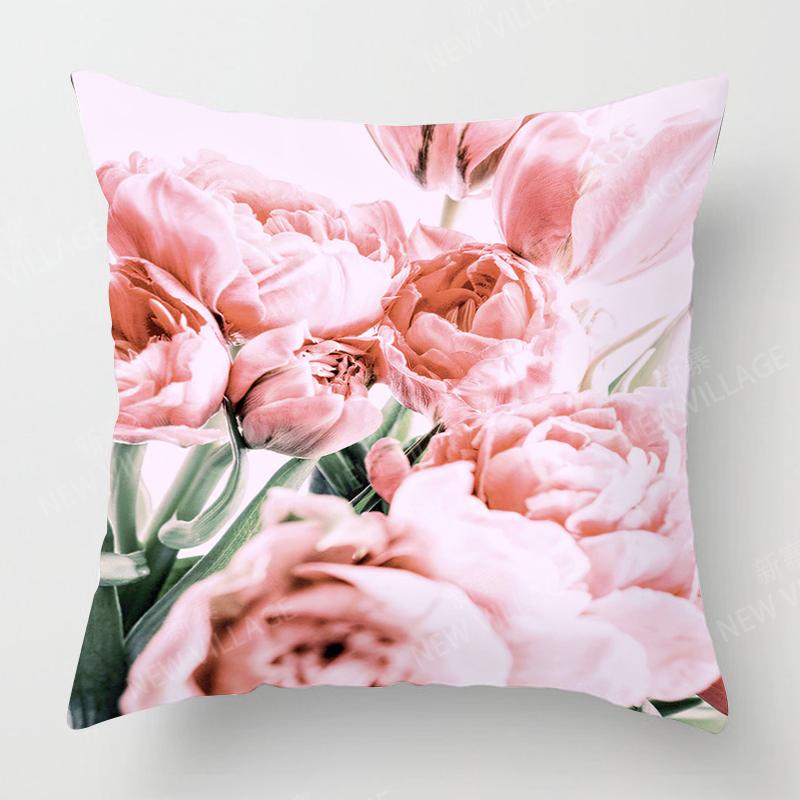Чехол на декоративную подушку с принтом цветов розы и пиона из короткого плюша для декора дивана в гостиной Чехлы для подушек