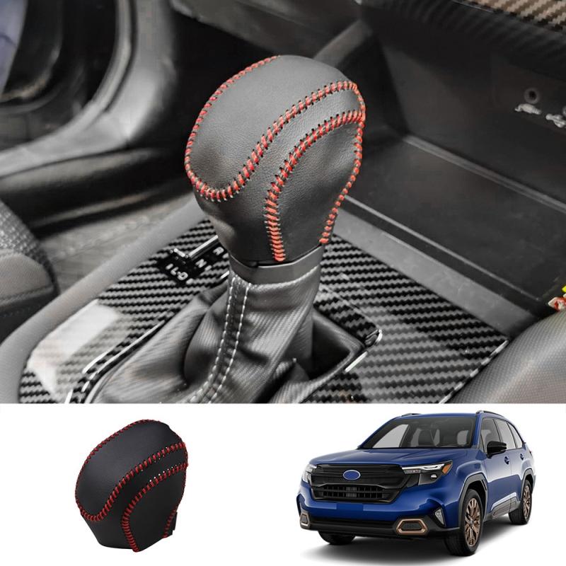 For Subaru Forester 2025 2026 Car leather gear Head Knob handle Gear Shift Collars Handbrake Grip Cover Interior Accessories