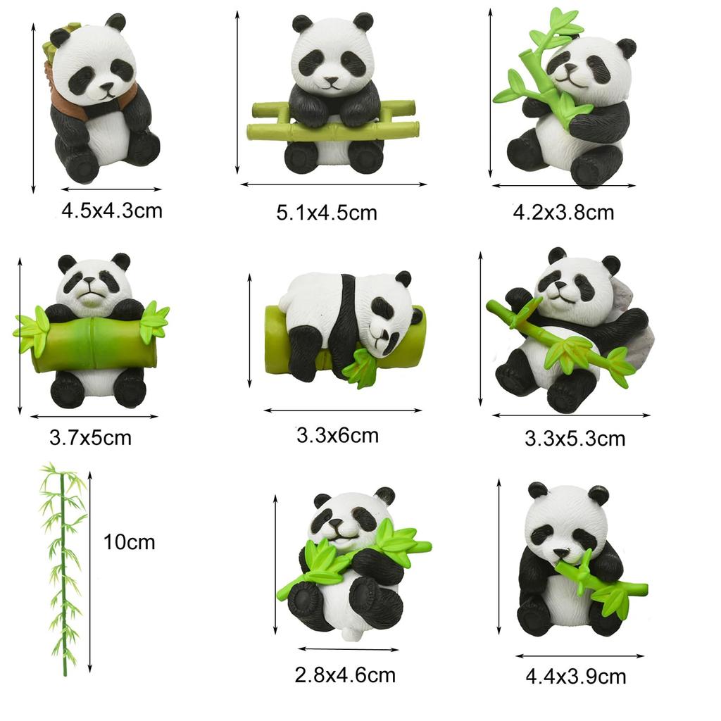 Восемь Панда Холдинг Панда Мини Животное Смола Панда Рождественский Пейзаж Сад Смешной Декоративный Маленький Миниатюрный Кукла Дух Кукольный Домик Маленький Сувенир