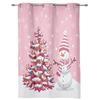 Christmas Tree Snowman Snowflake Pink Window Curtains Decor For Home Bedroom Kitchen Living Room Ornament Xmas Gifts Navidad
