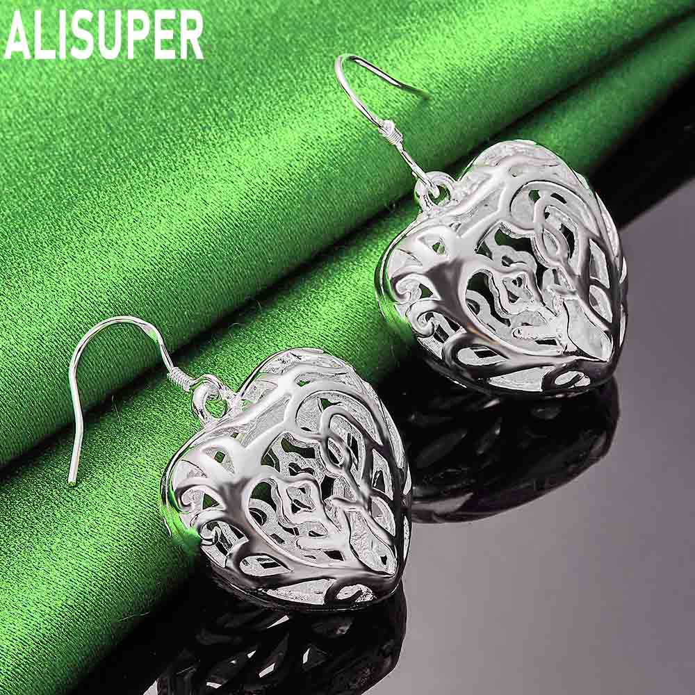 Серьги для пирсинга из стерлингового серебра 925 пробы в форме сердца с геометрическим узором, модные свадебные украшения с шармом