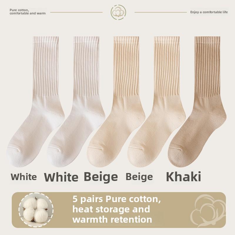 5 пар мужских осенне-зимних носков из чистого хлопка и ворса, утолщенных, теплых, спортивных, дезодорирующих, антибактериальных, шерстяных, с кольцами