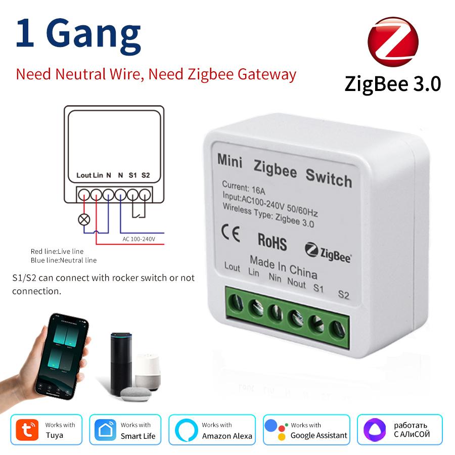 Tuya Zigbee 3.0 Smart Light Switch Module DIY Relay Breaker 1 2 3 Gang Smart Life APP Voice Control Alexa Google Home Assistant