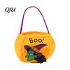 Sturdy Halloween Treat Holder Trick or Bucket, 9.8x5.9 Inch Pumpkin Witch Black Cat Plush Embroidered Bag Tote Bag, Soft Candy Basket with Handle for