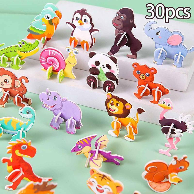 30 шт. Мини-мультяшные животные, бумажные пазлы своими руками, игрушки для детей, сувениры на день рождения, награды для детского сада, наполнитель для пиньяты