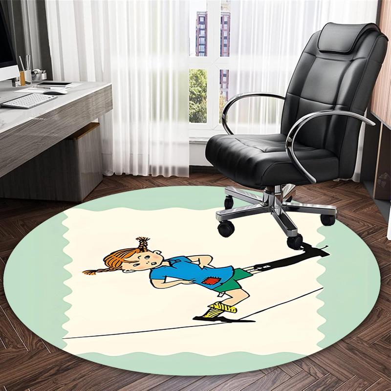 1pc Pippi Longstocking2 Print Round Carpet Chair Round Carpet Suitable for Bedroom Living Room Home Decorative Carpet