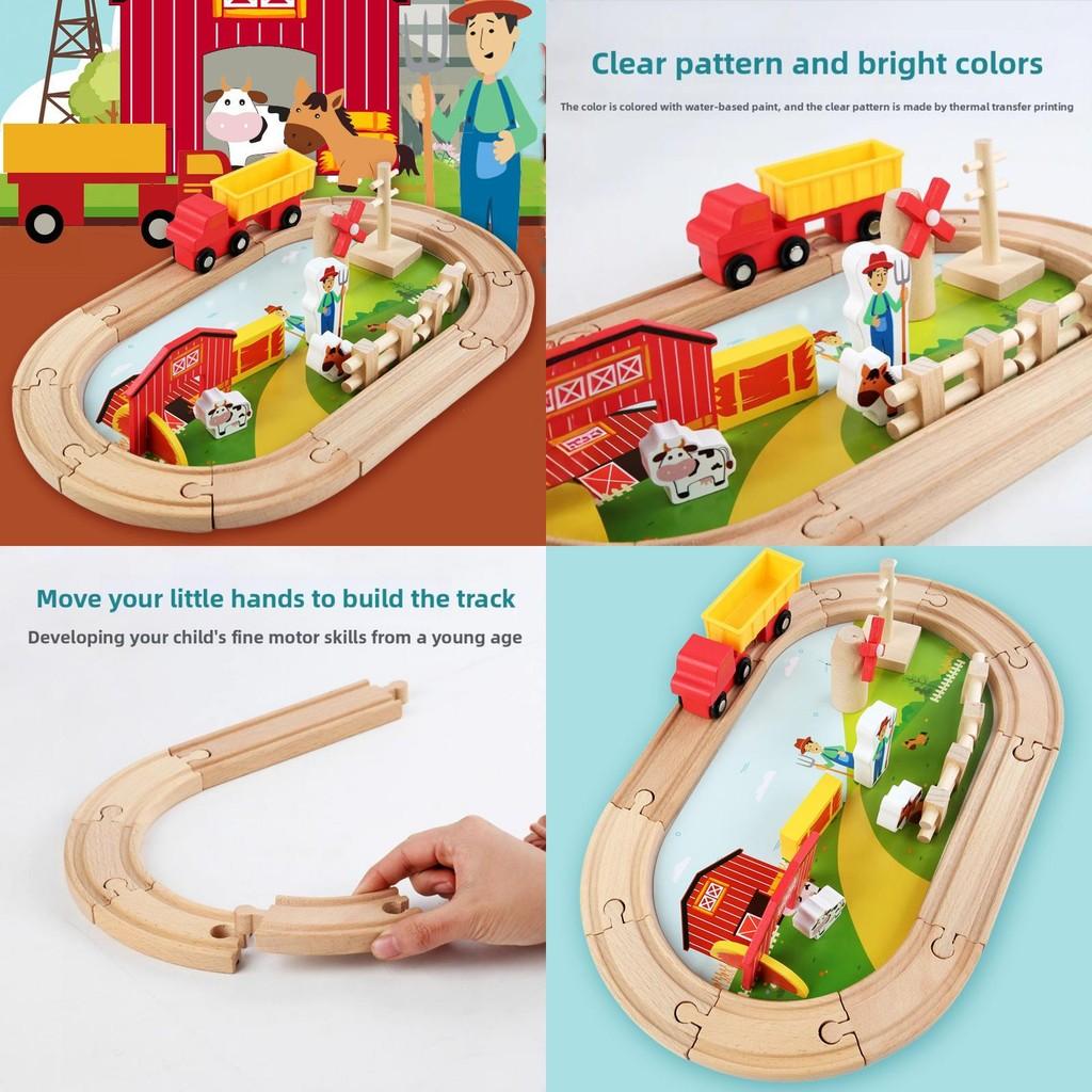 Деревянная Ферма Трек Сцена Строительные Блоки Детский Набор Игрушек Для Детей Развивающая Игра