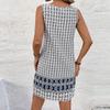 Women's Summer Retro Round Neck Sleeveless Loose Printed Vest Dress
