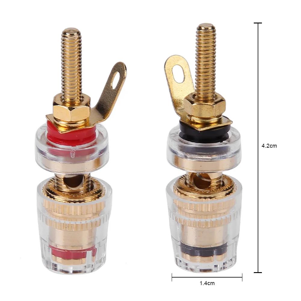 2 4mm Brass Speaker Amplifier Binding Posts Terminals Transparent Shell Oxidation Resistance Brass Terminal for Banana Plugs