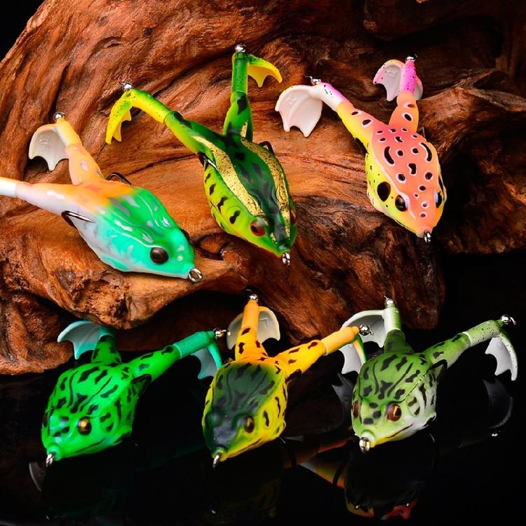 3Pcs Soft Fishing Lures Propeller 3D Fishing Baits Frogs Topwater Swimming Lures Double Hook Frogs Baits Artificial Baits