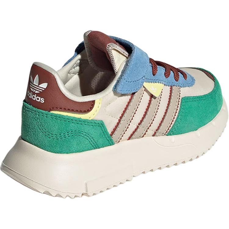 Adidas Оригинальные Retropy F2 CF EL Классические Влагоотводящие Низкие Повседневные Кроссовки Детские кроссовки Чудо-белый Чудо-коричневый Светло-травянисто-зеленый JR7991