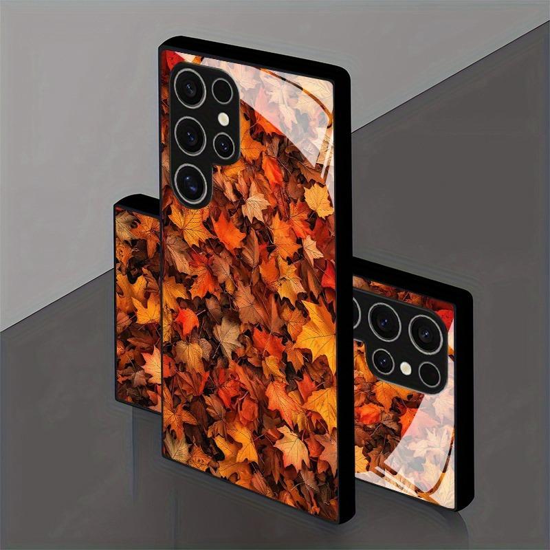 Чехол из закаленного стекла с рисунком осенних кленовых листьев для iPhone 11 12 13 14 15 16 17 Pro Max 17 Air 7 Plus XS X XR