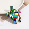 Trendy Colorful Enamel Ocean Turtle Brooches Luxury Design Inlaid Rhinestone Metal Animal Brooch Pins For Men Women Gifts