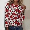 Топы для женщин Love&Cherry Print Round Neck Long Sleeve T Shirt Fall Casual Slim Pullover Women's Long Sleeve Top
