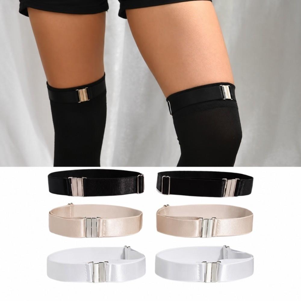 2PCS Adjustable Elastic Stockings Garter Belt Anti-Slip Stocking Suspender Belt Thigh High Socks