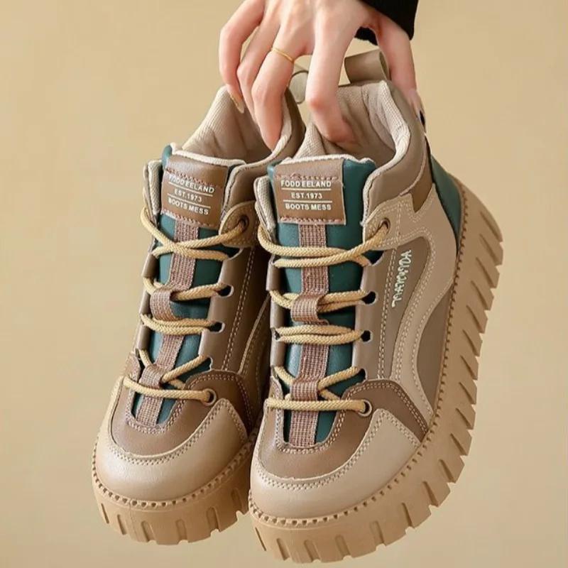 Женская обувь Plus Теплые высокие женские зимние сапоги на платформе Элегантные на среднем каблуке Зима 2024 Новинка на Slip Большой размер Весна