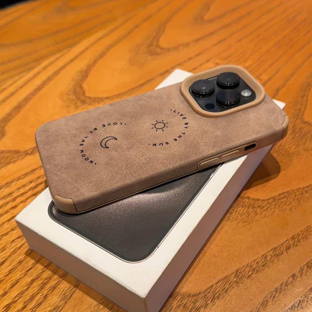 Минималистичный чехол для телефона с принтом Солнца и Луны для iPhone 17 16 15 14 13 12 11 Pro Max XS Max XR 16 15 Plus 17 Air из искусственной кожи