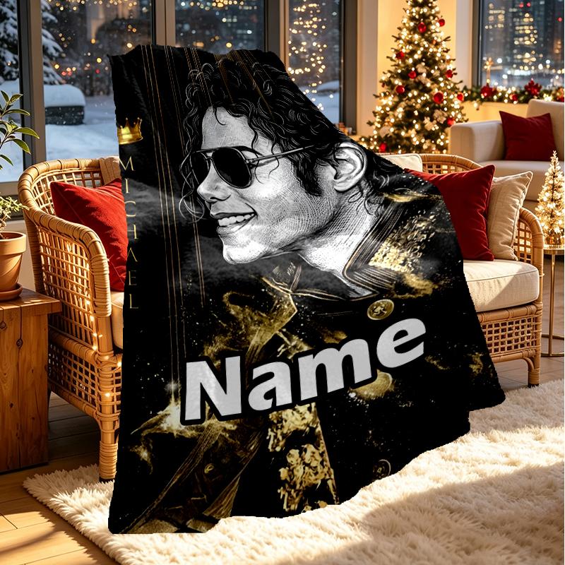 Custom Name Personalized Michael Jackson Print Blanket, Home Decor, Bedroom, Sofa, Camping, Couch, Gifts for Birthday Christmas