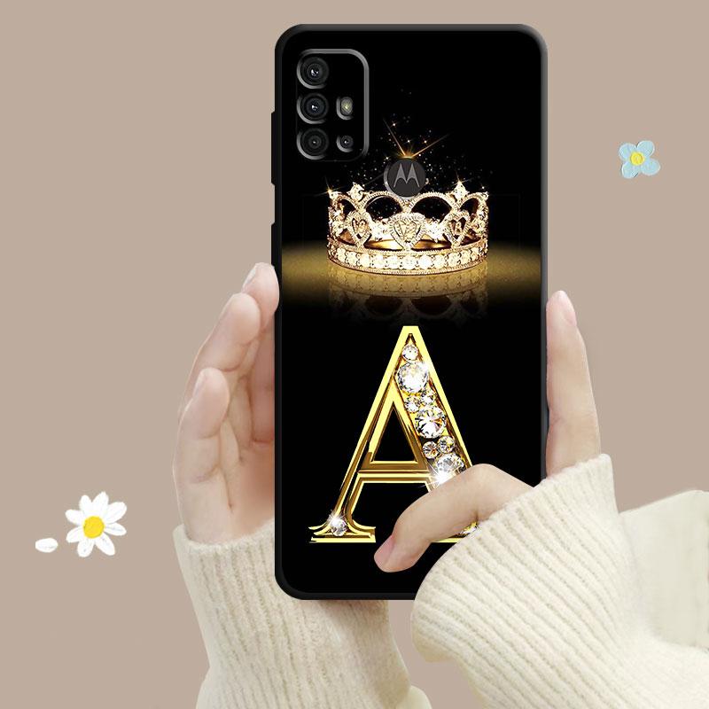 Чехол для телефона Motorola G200 G60 G50 G31 G30 G22 G9 G8 Power Lite Plus Edge 20lite 30pro One Fusion Gold Diamond Crown Letter