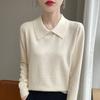 Женский вязаный свитер с длинным рукавом и кукольным вырезом, женский пуловер с квадратным вырезом, свитер-поло с высоким воротом, простые свободные базовые топы
