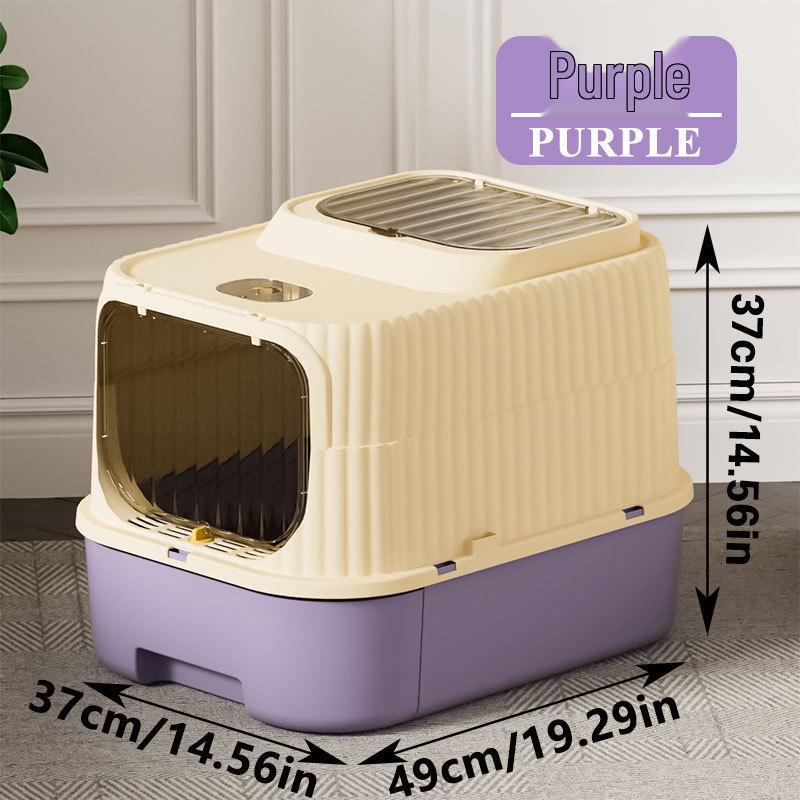 Fully Enclosed Extra Large Cat Litter Box with UV Sterilization and Foldable Drawer Design