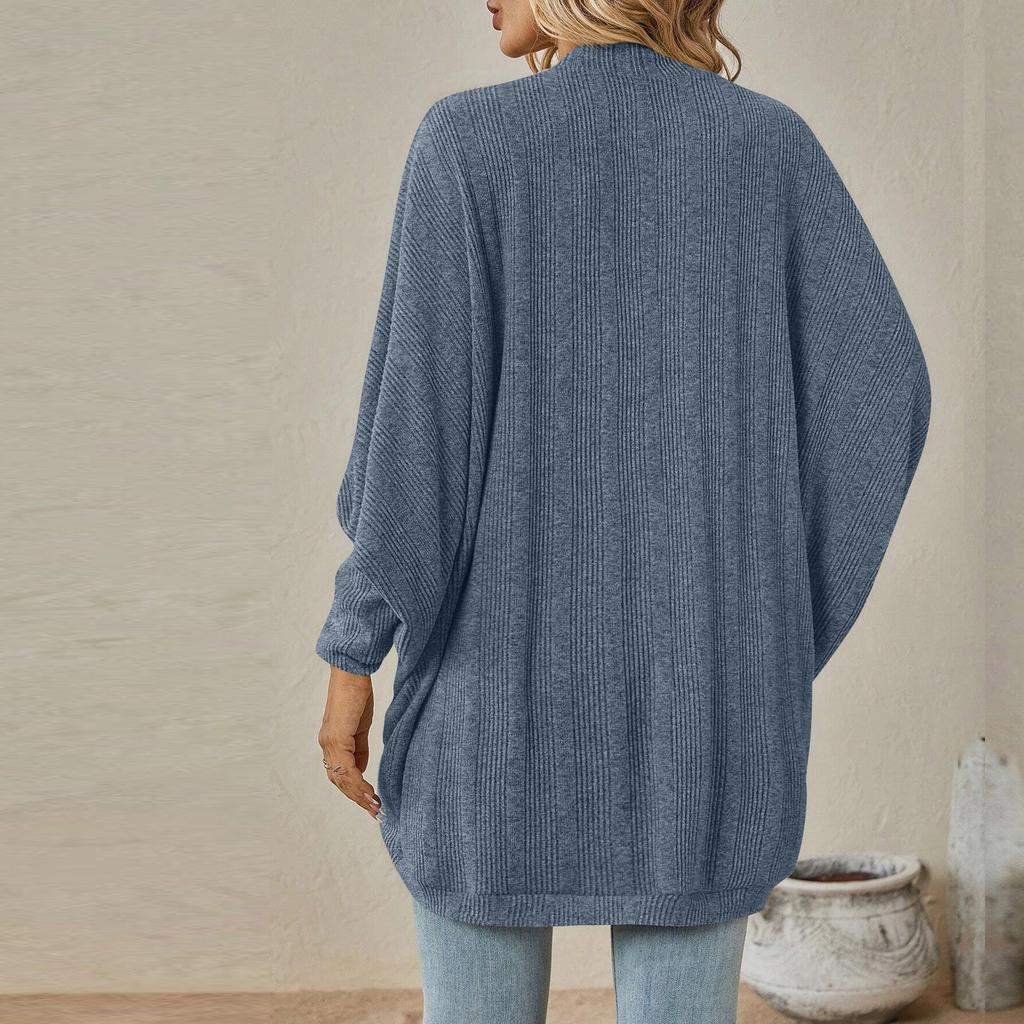 Женская модная однотонная куртка-свитер с длинным рукавом, кардиган, свободное вязаное пальто