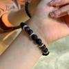 Парный браслет из обсидиана в современном китайском стиле: Роскошные, высококачественные эластичные украшения для женщин.