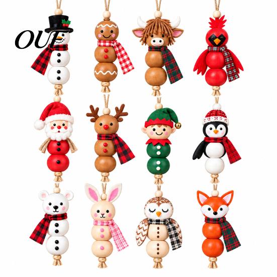 Christmas Craft Kits for Families Wooden Bead Ornament DIY Kit, Make 4 Beaded Pendants, Festive Home Decor Projects Handmade Holiday Hanging