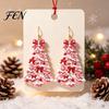 Holiday Party Jewelry Christmas 2D Acrylic Earrings, Colorful Tree Dangle Earrings with Bow Decorative Decor, Lightweight Drop Jewelry, Decorations