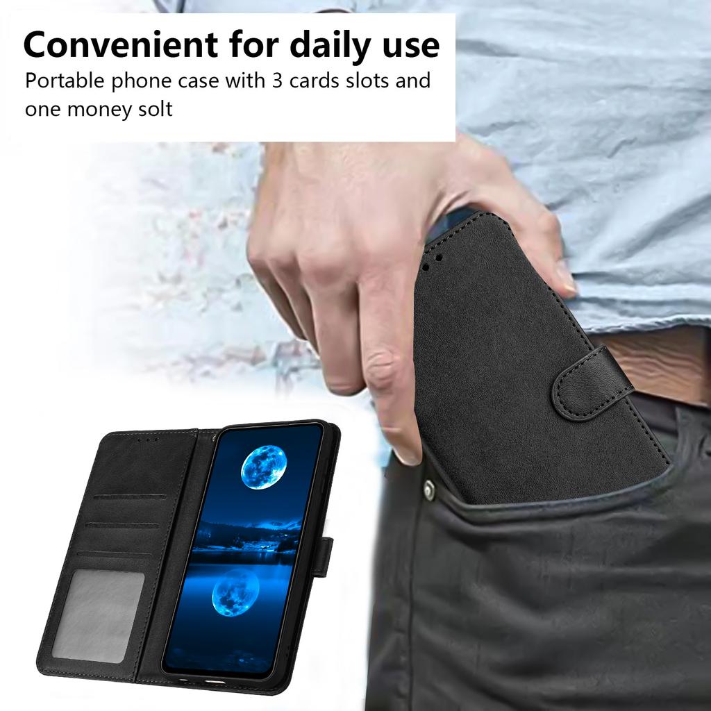 For iPhone 16 Pro Case 3 Card Holder Flip Folio PU Leather Phone Cover