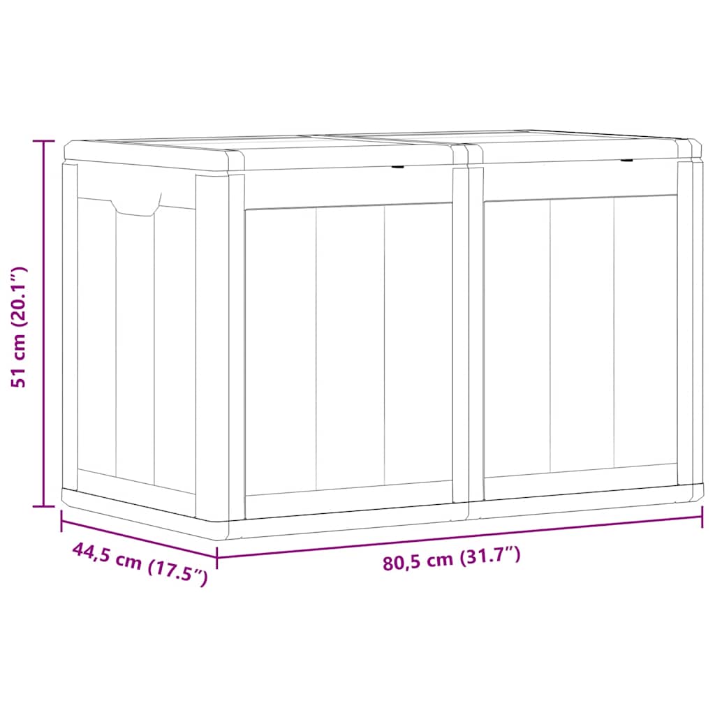 Garden Storage Box 180 L Gray PP Wood Effect
