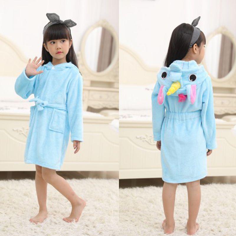 Kids Boy Girl Hooded Pajamas Bath Robe Unicorn Dressing Gown Nightwear Sleepwear