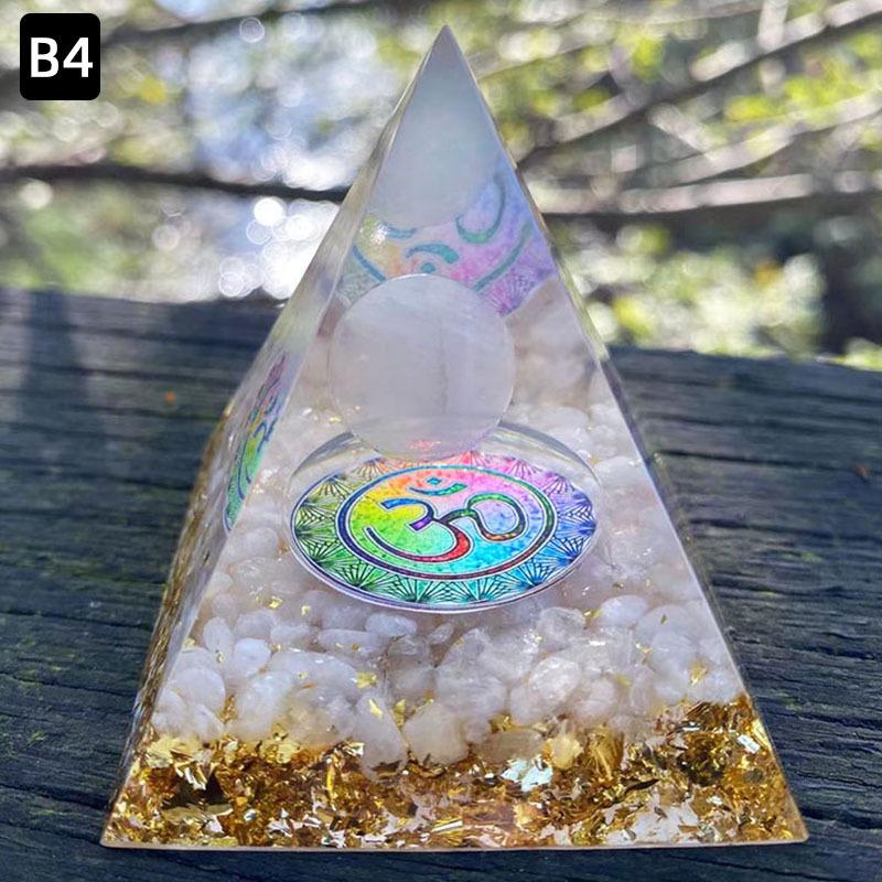 Волшебная пирамида из оргонита, 60 мм, хрустальная сфера из аметиста с синим кварцем, натуральный кристаллический камень, оргон, энергия исцеления, Рейки