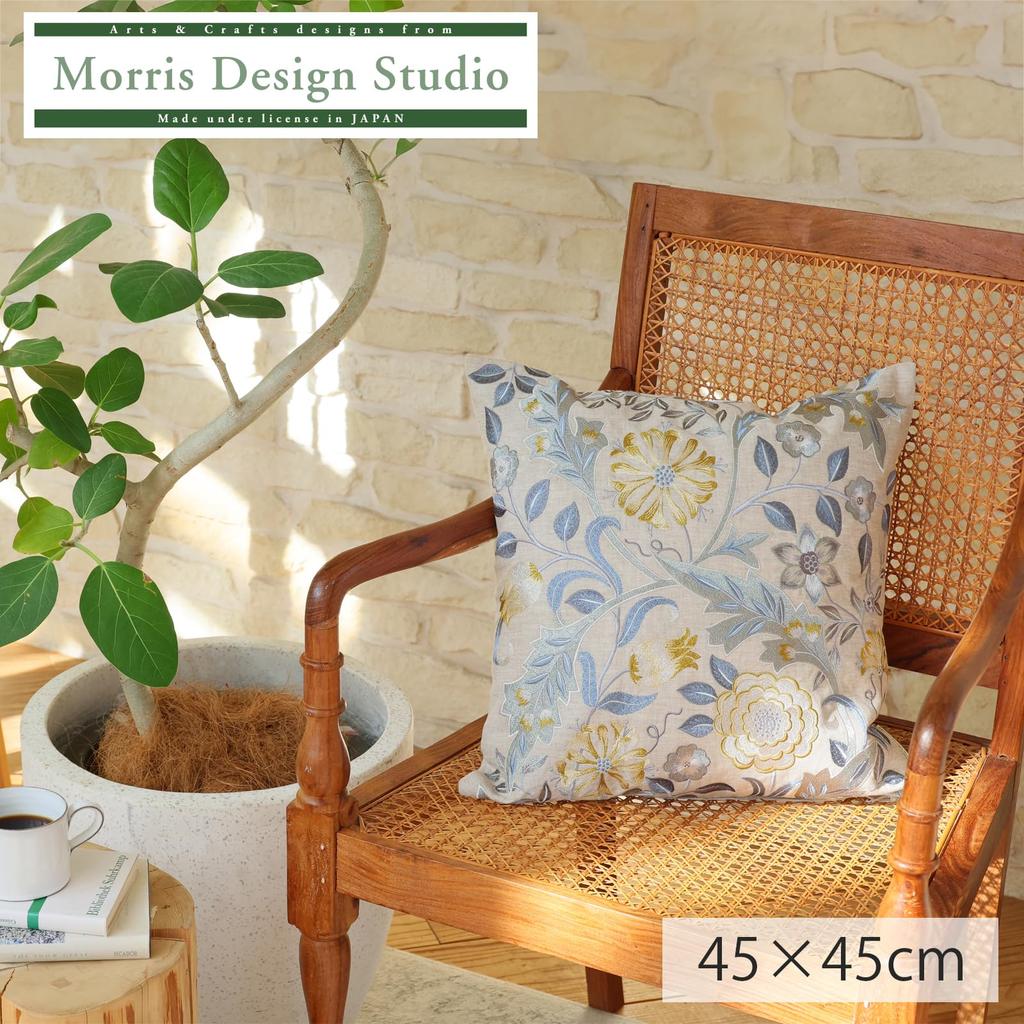 Morris Design Studio Синяя подушка Wilhelmina от Kawashima Selkon Textiles Чехол, 45x45см, LL1745,
