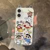 Прозрачный чехол-брелок Shin-chan с ушками кошки для iPhone 13/14/15/16/17 Pro Max
