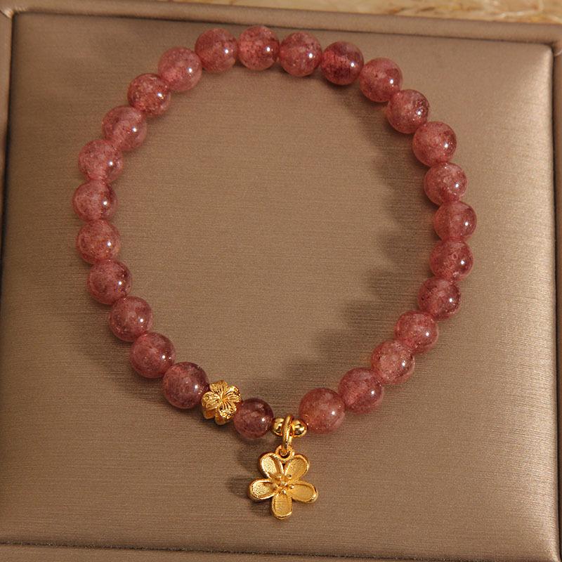 Zakol Милые Романтичные Браслеты-нити из Натурального Кристалла для Женщин Девушек Дофаминовый Кристалл с Бусинами Наручный Браслет Циркон Подарки