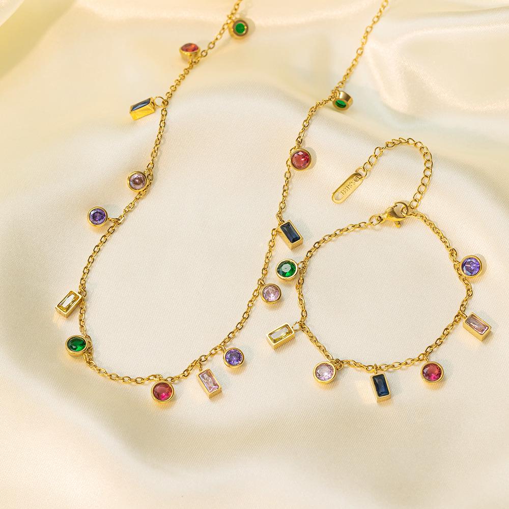 Красочный цирконовый чокер-ключица: Женское ожерелье из титановой стали 2024 года, нишевый дизайн высокого класса