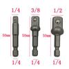 Набор из 3 шт. Адаптер для торцевых головок из хром-ванадиевой стали, шестигранный хвостовик 1/4 дюйма, 3/8 дюйма, 1/2 дюйма, удлинитель, стержень для сверлильных бит