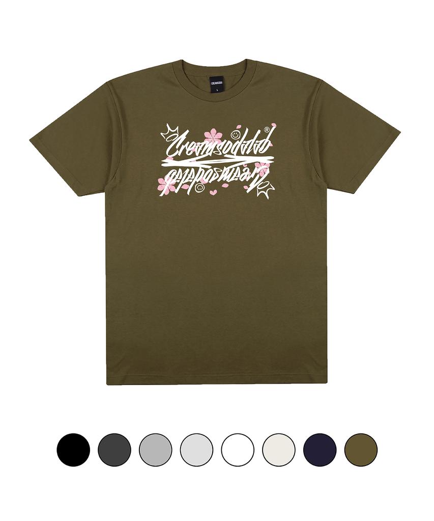 CREAM SODA LAB Crsdel Logo Happiness Spring Short Sleeve T-Shirt (Type A)