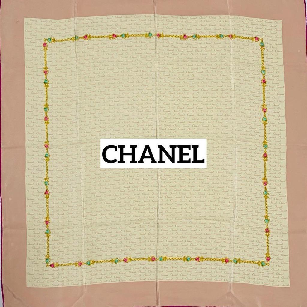 Used CHANEL Large Scarf Logo Bijou Smoky Pink