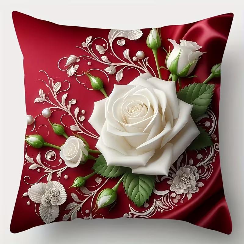 Наволочка на декоративную подушку в форме розы, Домашнее украшение, Напечатанная наволочка на диванную подушку, Подарок на День святого Валентина