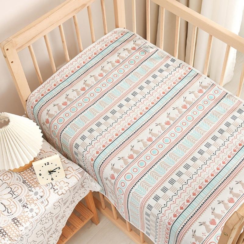 Дышащая 6-слойная хлопковая простыня для детской кроватки для младенцев Мягкое моющееся постельное белье Наматрасник для детского матраса для использования в летний сезон