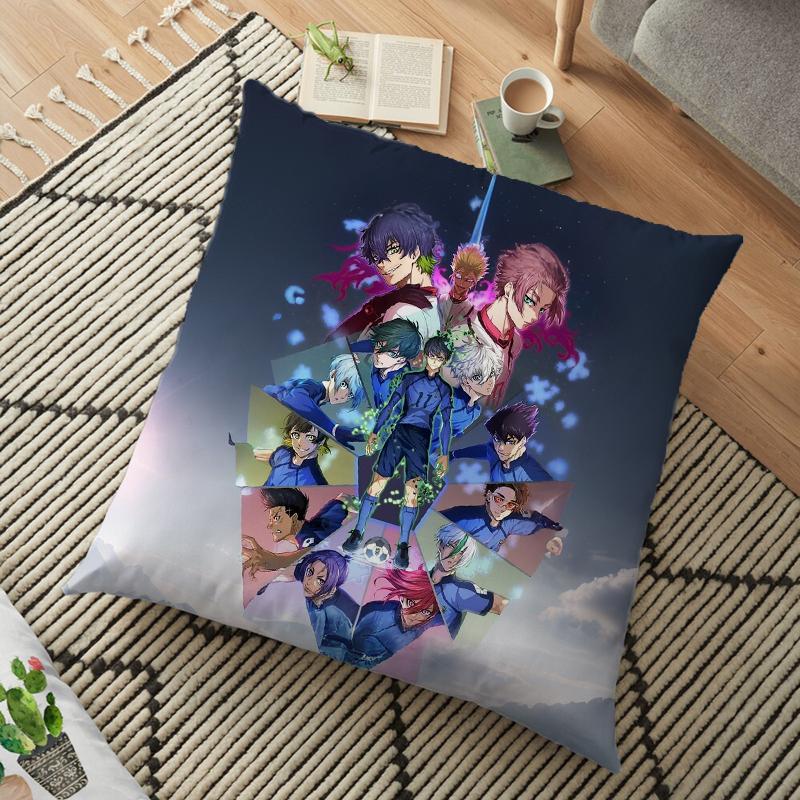 Наволочка с квадратным рисунком аниме «Blue Lock» с принтом «Isagi Yoichi Nagi Seishiro», мягкая, дышащая, для декора спальни, для фанатов