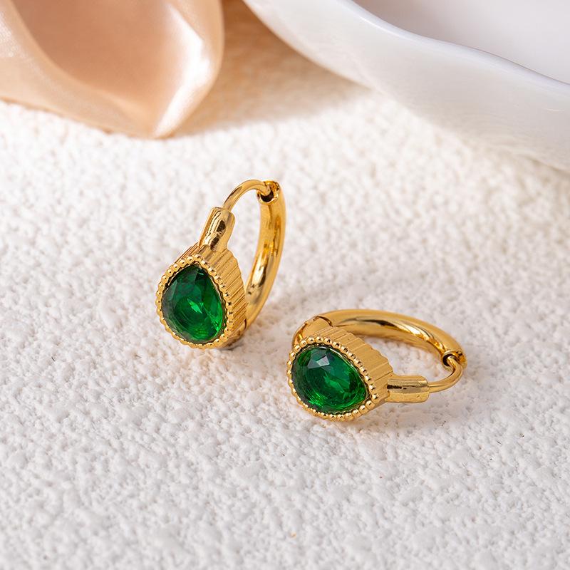 Высококачественные серьги-звезды из нержавеющей стали с винтажными изумрудами и цирконами