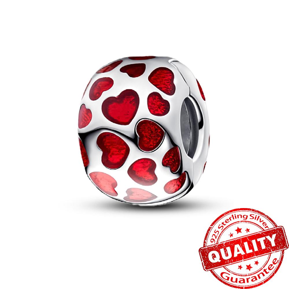 Precious Copper Sparkling Heart Double & Pavé Infinity Knot Dangle Charm Fits 3Mm Bracelet Diy Mother Birthday Gift