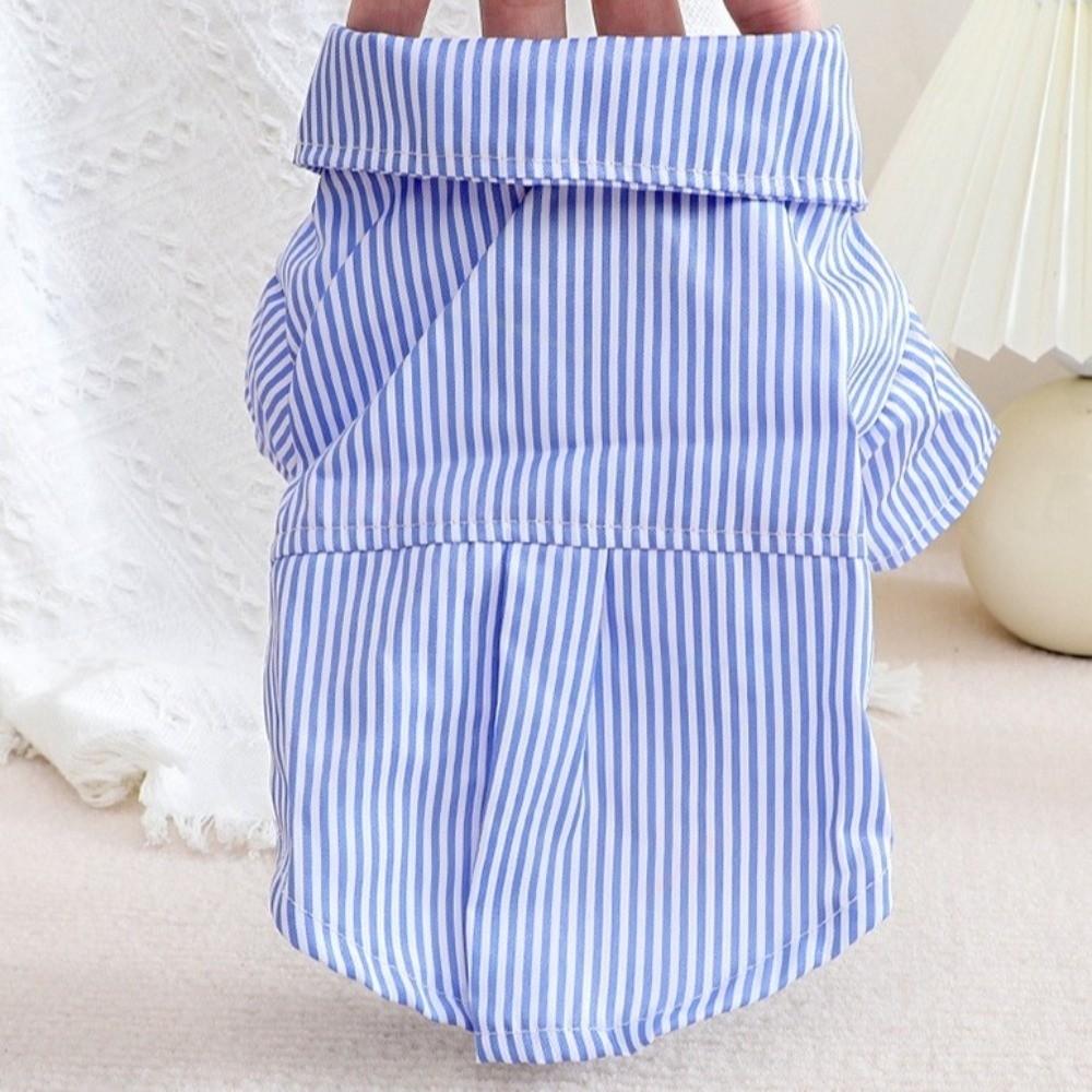 with Bow Tie Dog Striped Shirts Thin Fabric Pet T-shirt Casual Puppy Short Shirt Summer Wear